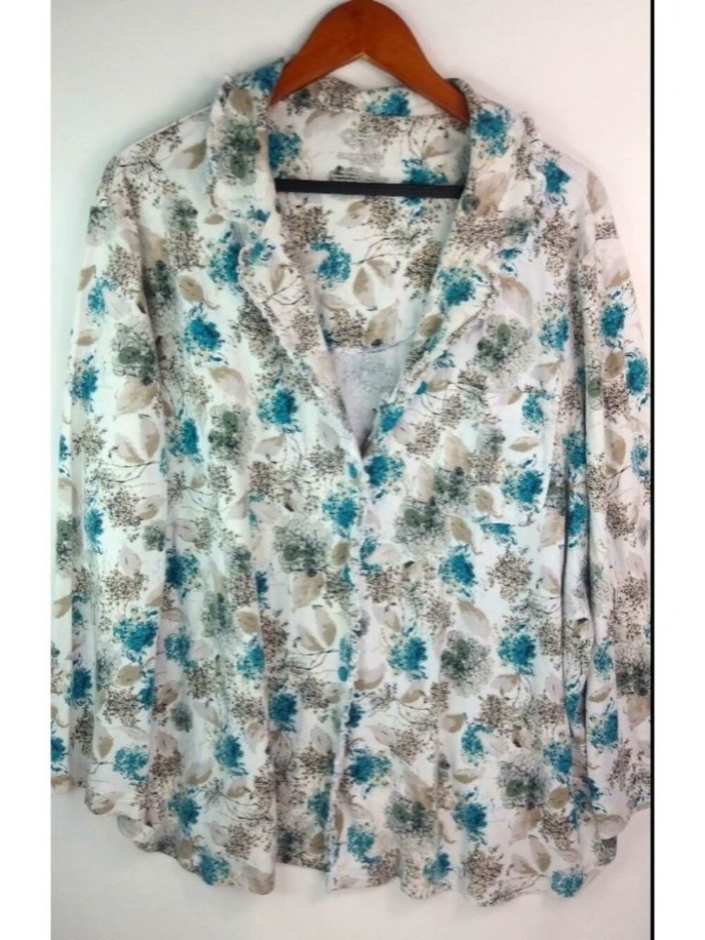 Cabernet 2X Turquoise Taupe Flannel Sleep Top Plus